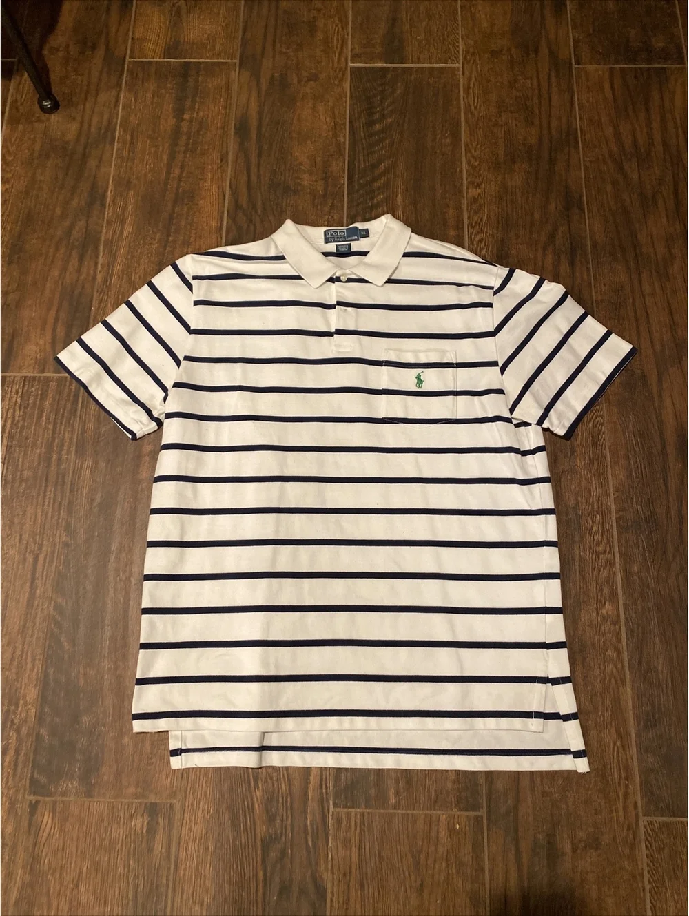 POLO RALPH LAUREN MEN SIZE XL WHITE STRIPED SHORT SLEEVE COLLARED POLO SHIRT